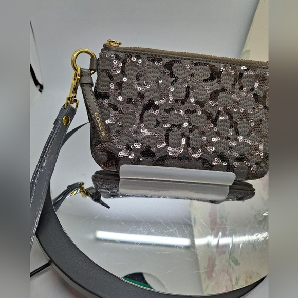 Coach Gray Sequin Wristlet - Picture 2 of 8